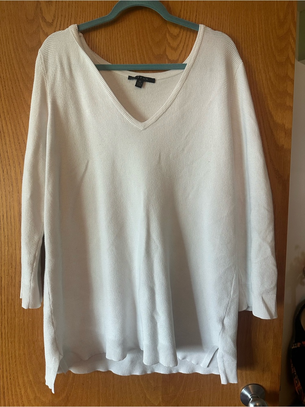 Cyrus White V-Neck Lightweight Sweater Hoodie